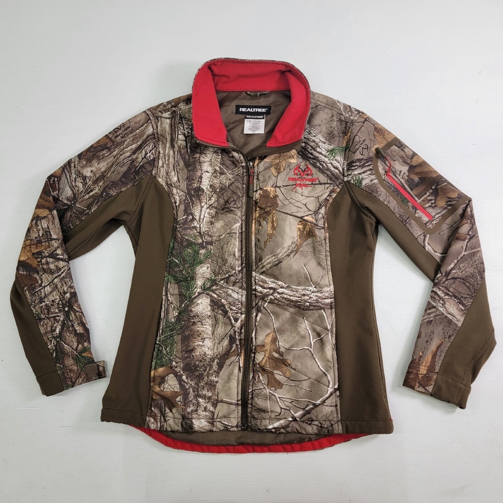 Realtree Xtra Camo Womens Size M 38-40 Mid Weight Zip Soft Shell Jacket Coat EUC